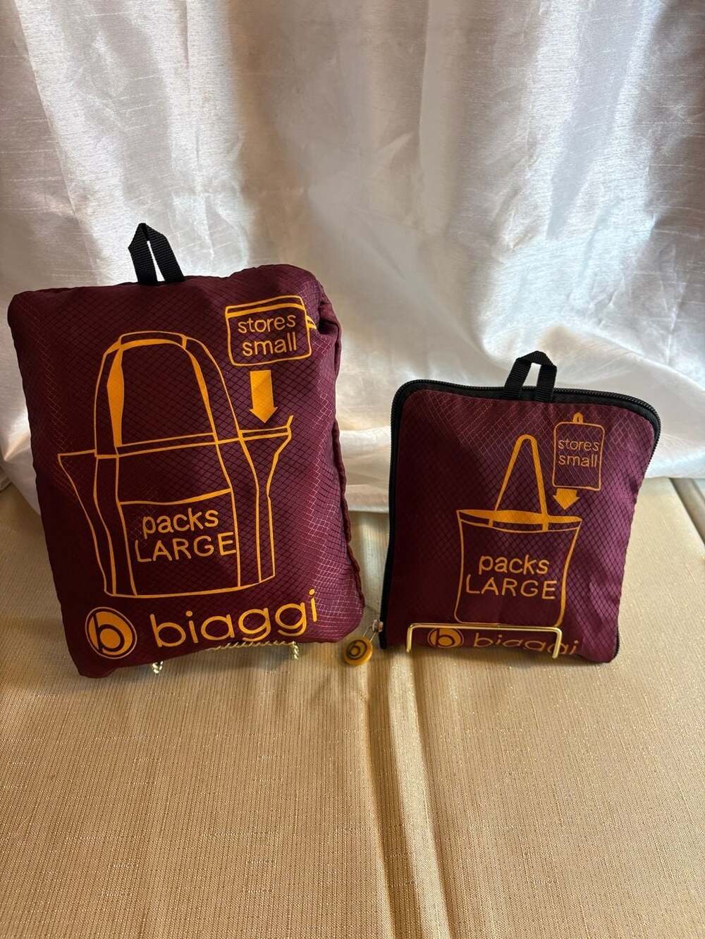 Biaggi Packable Large and medium Tote Bag Burgundy